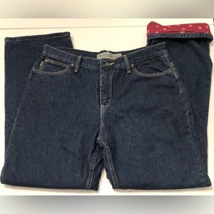 Cabela’s Snowflake Fleece Lined Dark Blue Denim Straight Jeans Women’s SZ 12 LG
